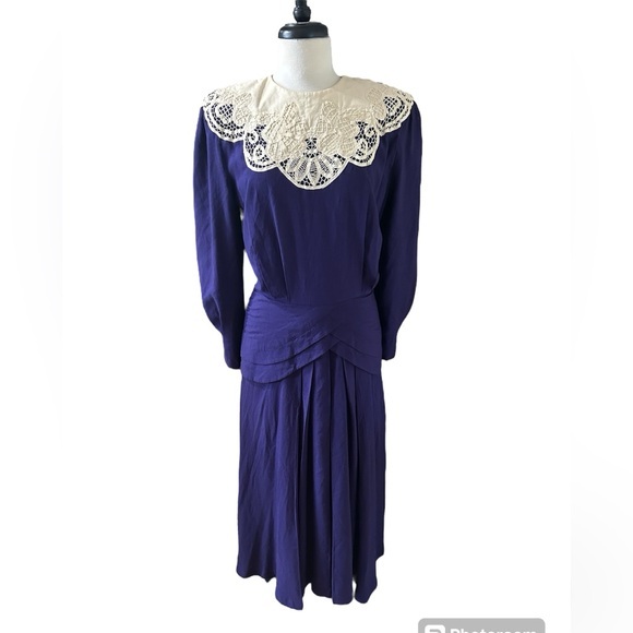 Vintage 80s Retro Marie St. Claire Victorian Style  Maxi Dress Sz 12 Prairie - Picture 1 of 6